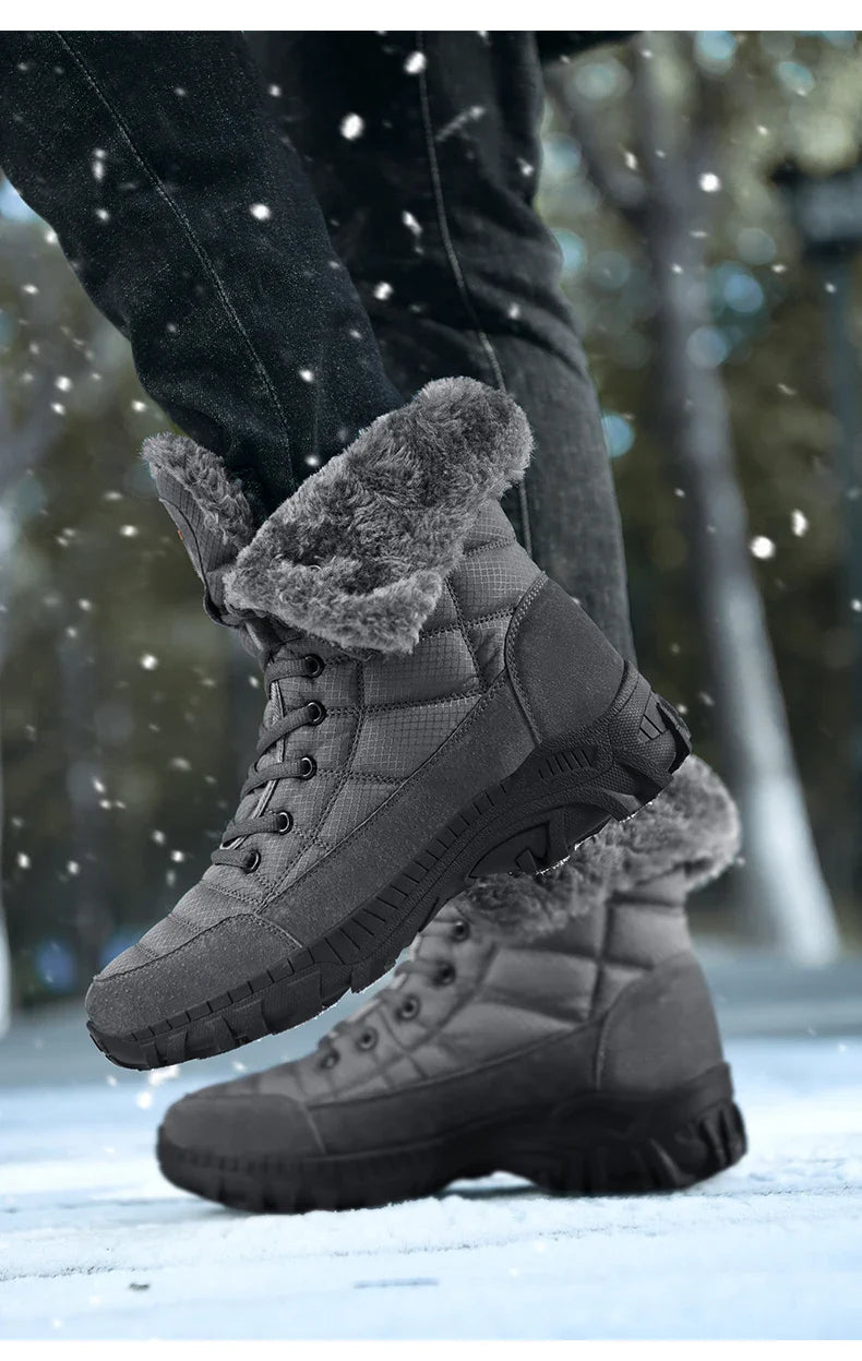 Hexton Men's Winter Boots by JesseVance  Co. NYC: Waterproof High-Top Plush Lined Snow Boots with Superior Grip for Winter Hikes  Slippery Black Ice