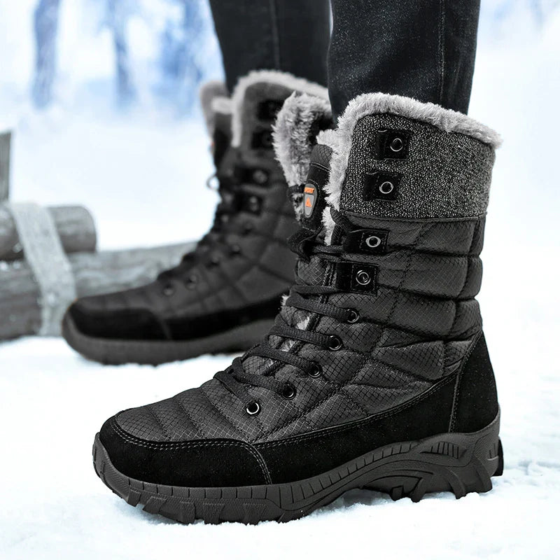Hexton Men's Winter Boots by JesseVance  Co. NYC: Waterproof High-Top Plush Lined Snow Boots with Superior Grip for Winter Hikes  Slippery Black Ice