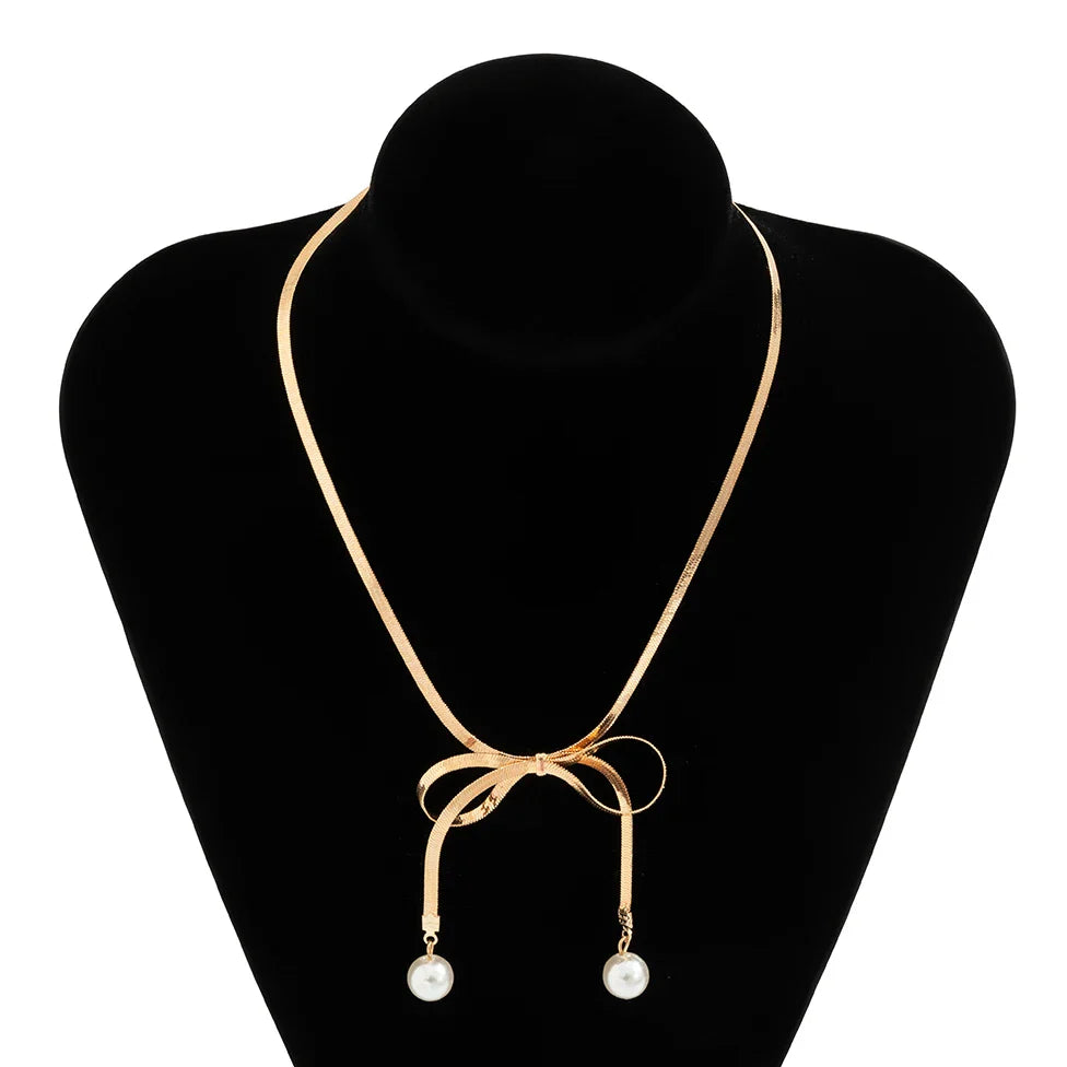 Tied With Grace - Handcrafted Ribbon Bow Inspired Clavicle Necklace