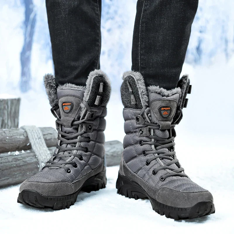Hexton Men's Winter Boots by JesseVance  Co. NYC: Waterproof High-Top Plush Lined Snow Boots with Superior Grip for Winter Hikes  Slippery Black Ice