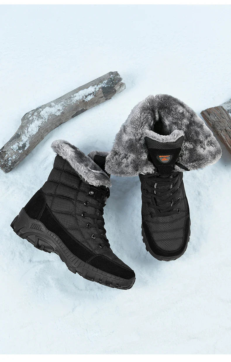 Hexton Men's Winter Boots by JesseVance  Co. NYC: Waterproof High-Top Plush Lined Snow Boots with Superior Grip for Winter Hikes  Slippery Black Ice