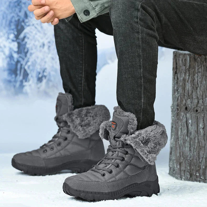 Hexton Men's Winter Boots by JesseVance  Co. NYC: Waterproof High-Top Plush Lined Snow Boots with Superior Grip for Winter Hikes  Slippery Black Ice