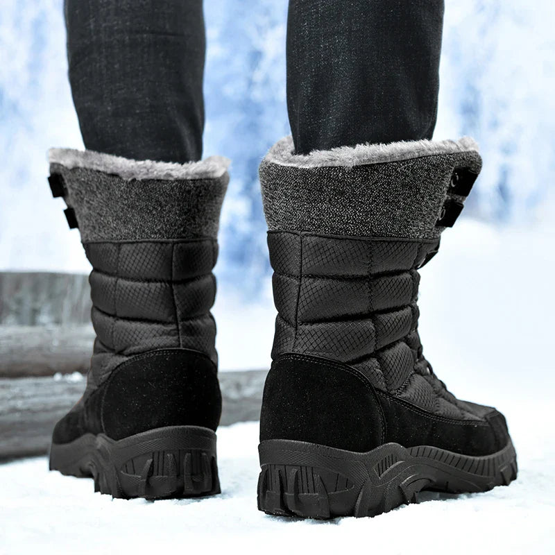 Hexton Men's Winter Boots by JesseVance  Co. NYC: Waterproof High-Top Plush Lined Snow Boots with Superior Grip for Winter Hikes  Slippery Black Ice