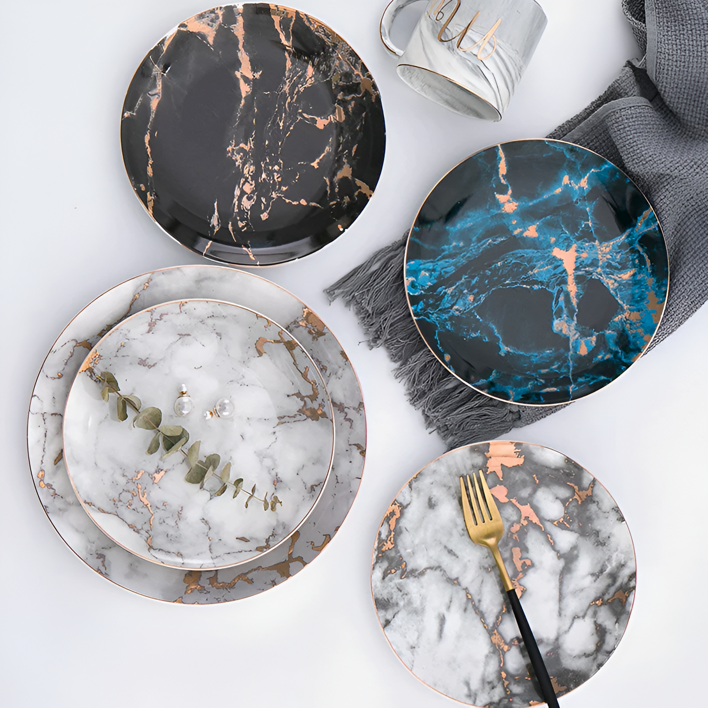 ÄktaGuld by skörten Sweden - Opulent Gold & Marble Porcelain Dinnerware Collection