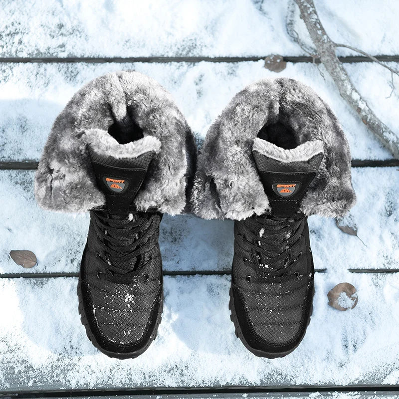 Hexton Men's Winter Boots by JesseVance  Co. NYC: Waterproof High-Top Plush Lined Snow Boots with Superior Grip for Winter Hikes  Slippery Black Ice