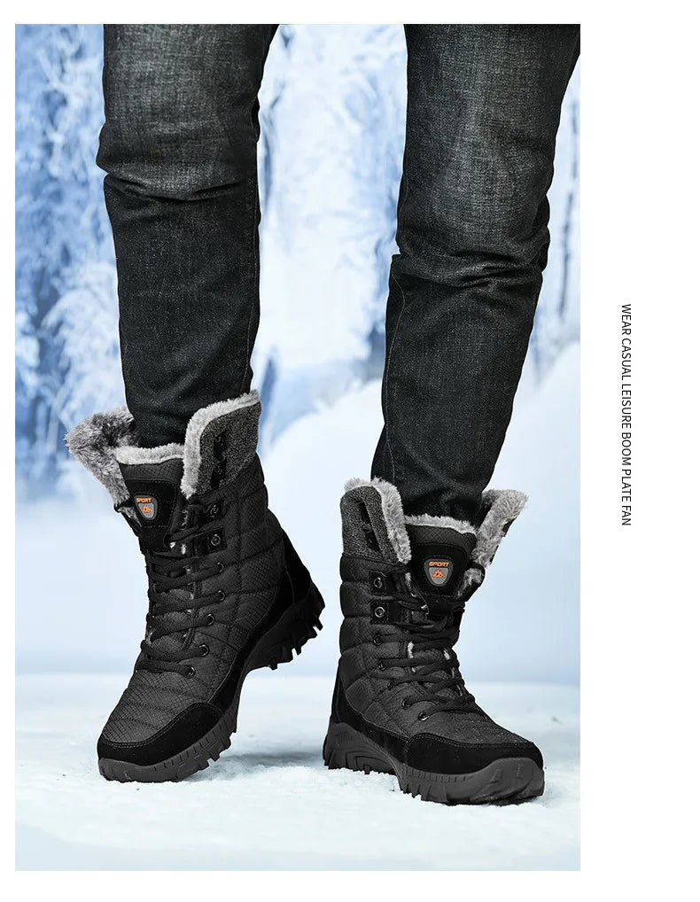 Hexton Men's Winter Boots by JesseVance  Co. NYC: Waterproof High-Top Plush Lined Snow Boots with Superior Grip for Winter Hikes  Slippery Black Ice
