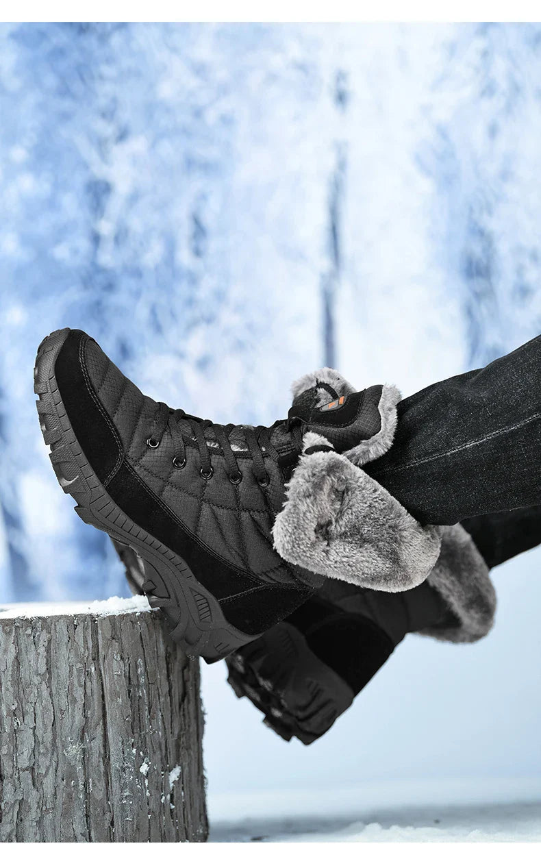 Hexton Men's Winter Boots by JesseVance  Co. NYC: Waterproof High-Top Plush Lined Snow Boots with Superior Grip for Winter Hikes  Slippery Black Ice