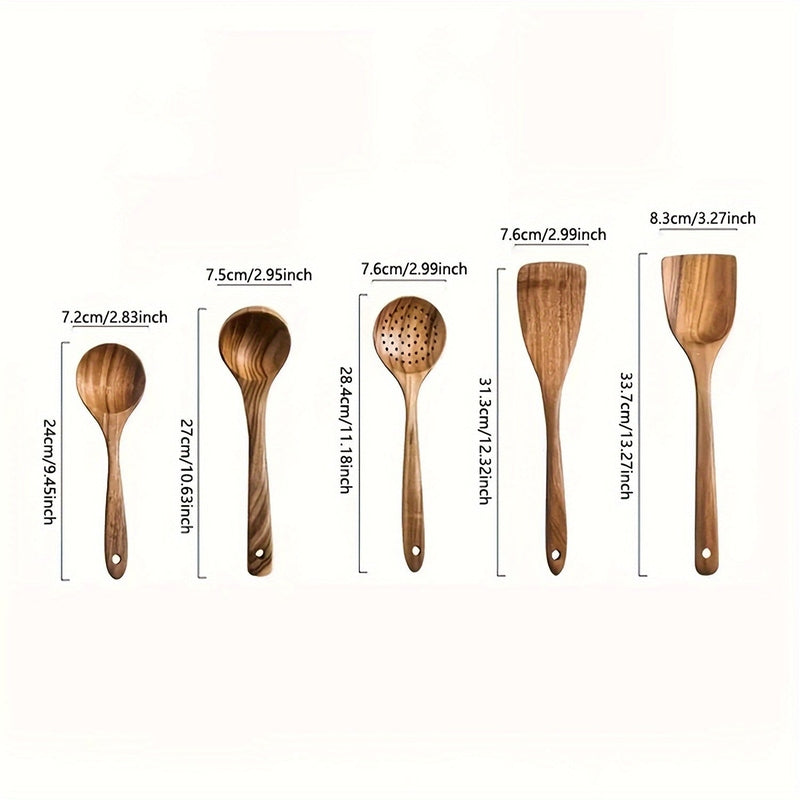 Restfield Oakline | Houten Keukengerei Set 5-Delig – Luxe & Duurzaam Kookgerei