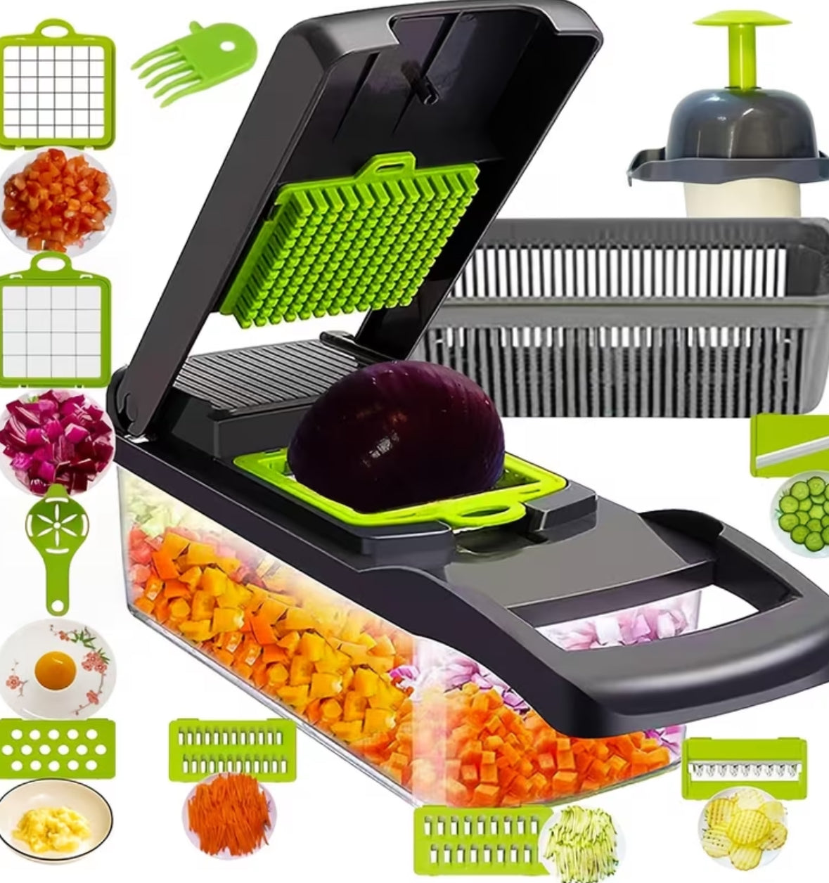4-in-1 Groentesnijder & Dicer – Snel, Veilig en Zonder Gedoe Snijden