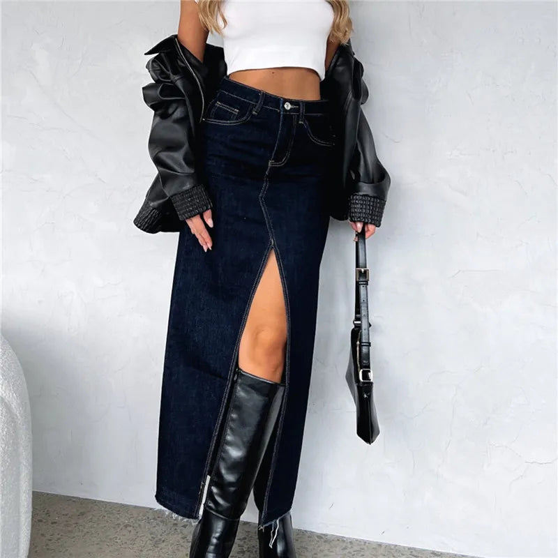 Denim Maxi Skirt - Luxurise Fashion -