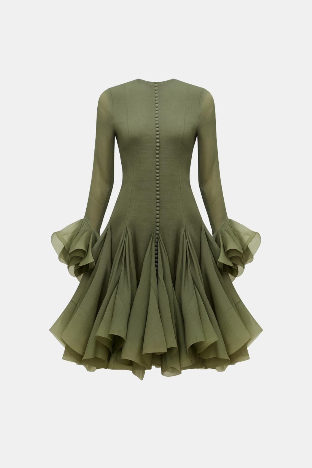 Jimena – Long Sleeve Flared Hem Midi Dress
