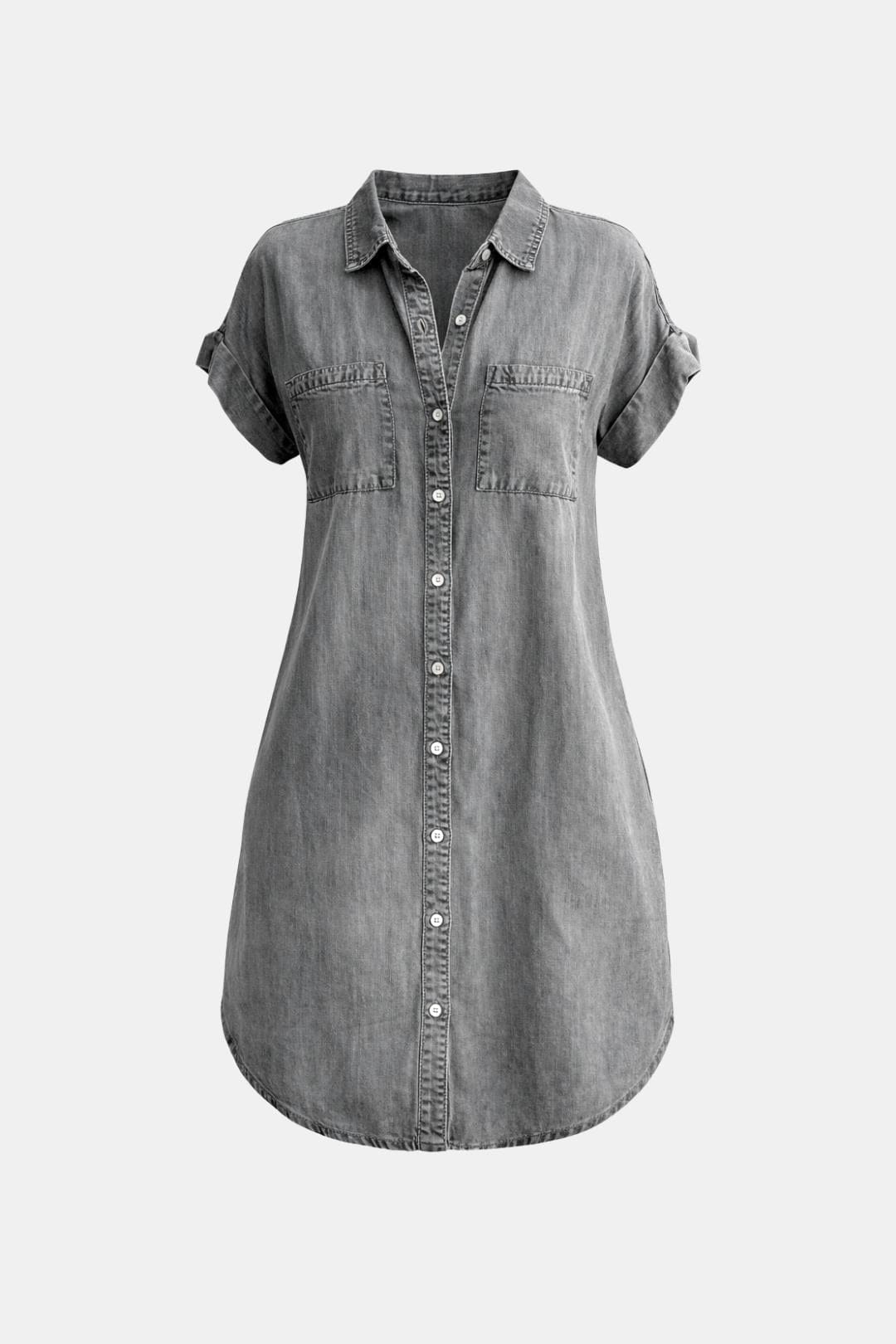 Kaiah – Button Front Casual Mini Denim Dress