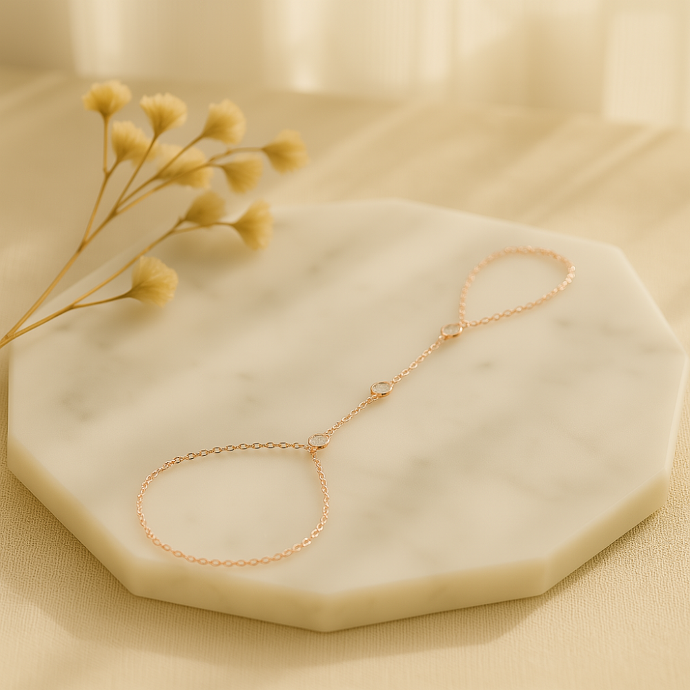 Kedjesmycke | Fingerring Palm Kristall Armband
