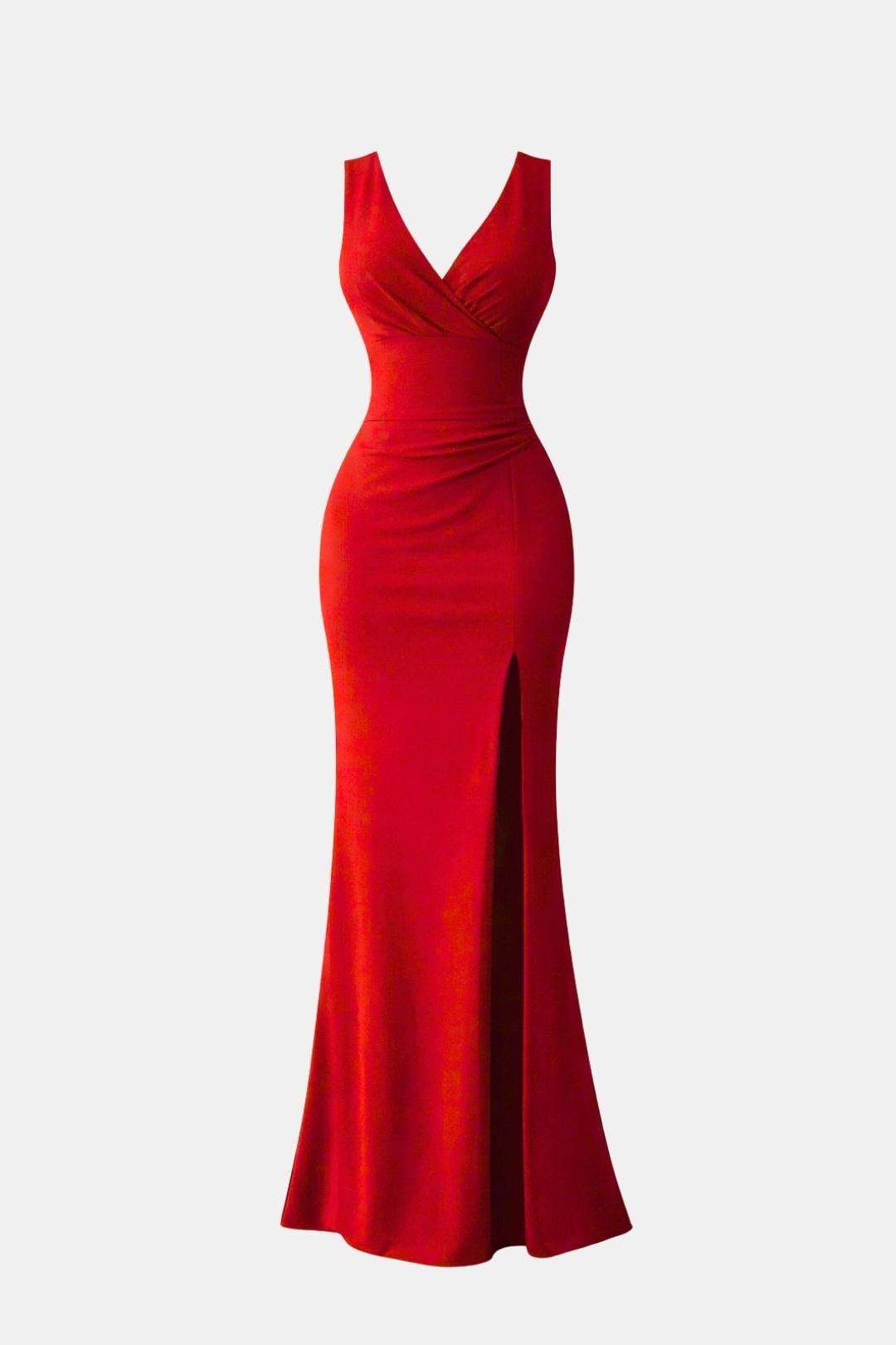 Keira – Sleek V-Neck Maxi Dress with Thigh-High Slit