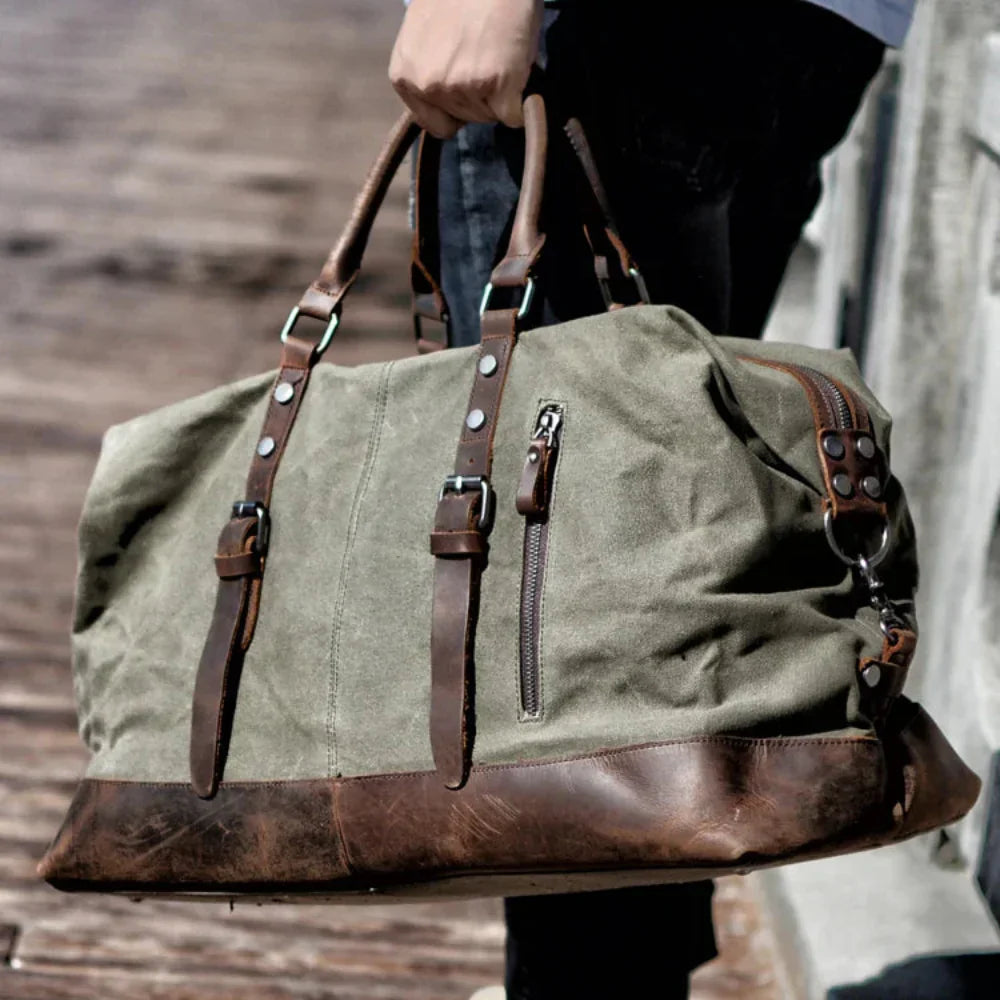 Weekend Bag | Canvas, Leather Trim | Travel Duffel Bag