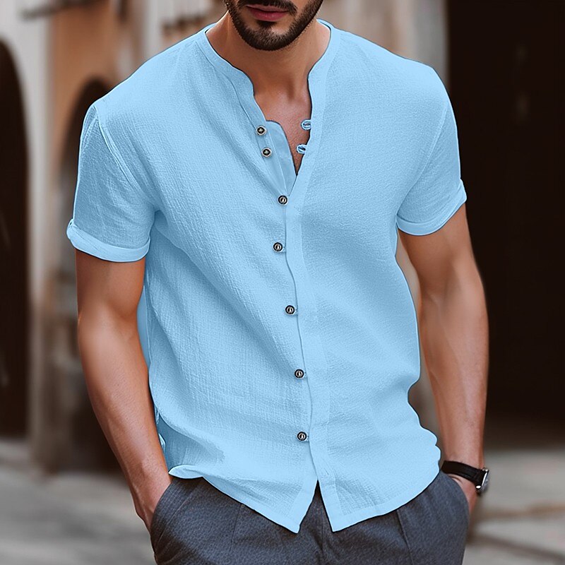 Leinen Herrenhemd | Stehkragen Design mit Atmungsaktivität | Stilvolles Hemd für Komfort und Eleganz 5