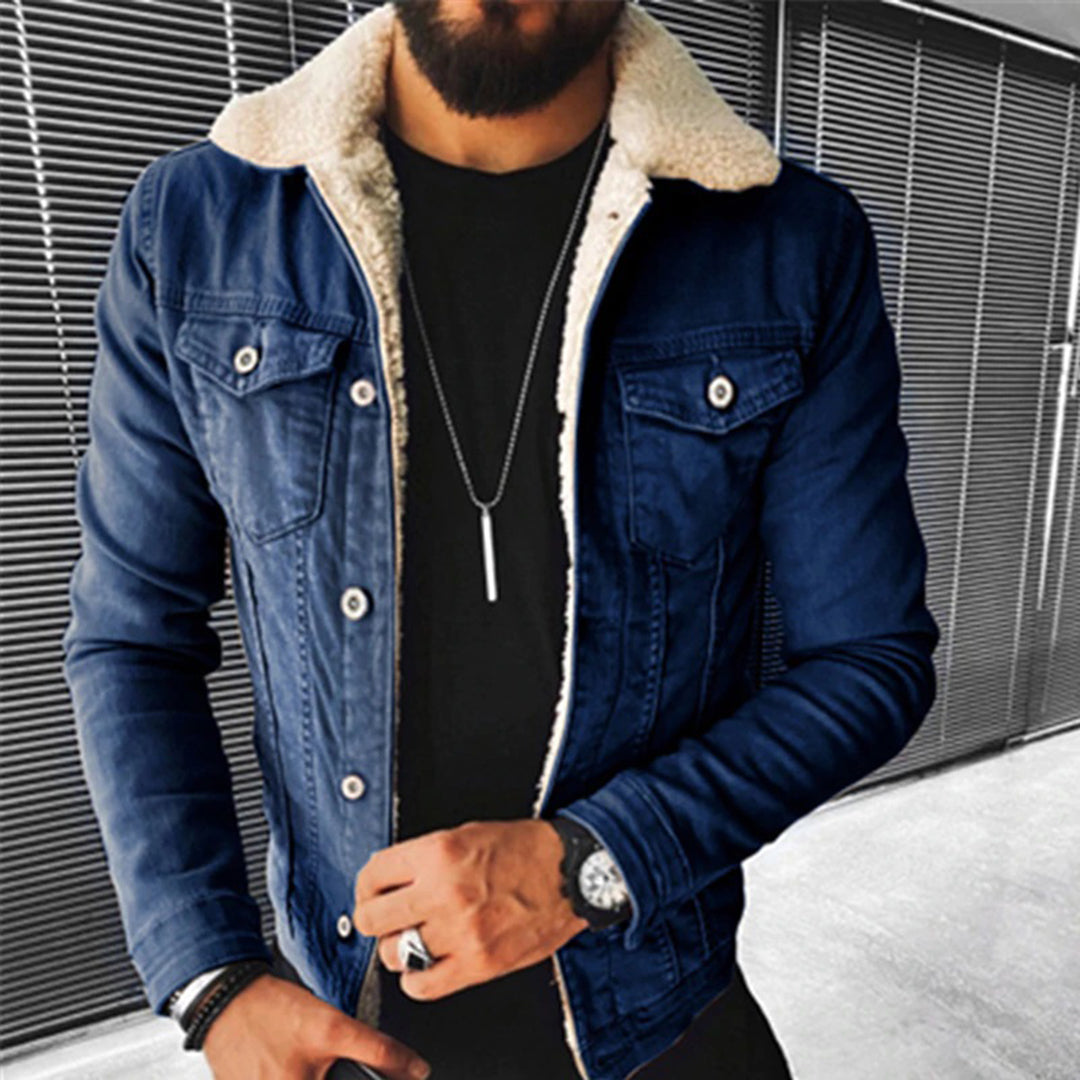 Avencea - Men's Denim Jacket with Fur