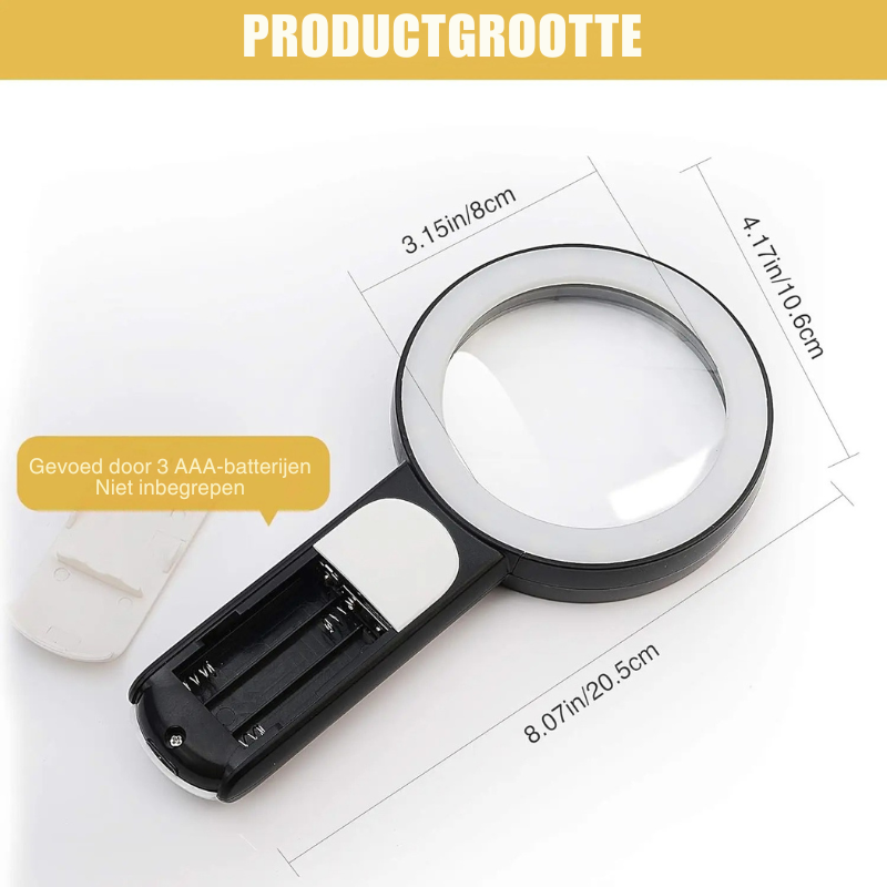 Beleuchtetes Handlupenglas – 85 mm Linse mit 18 LEDs Zorenza