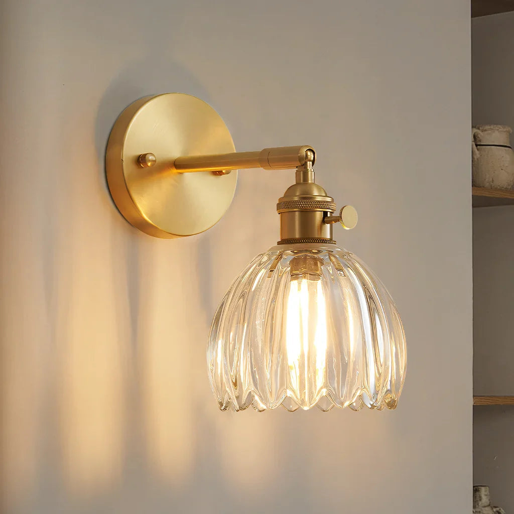 Lumen Collection | Wall Lamp with Tulip Glass Shade & Adjustable Head | Elegant Wall Light for Cozy Ambiance 12