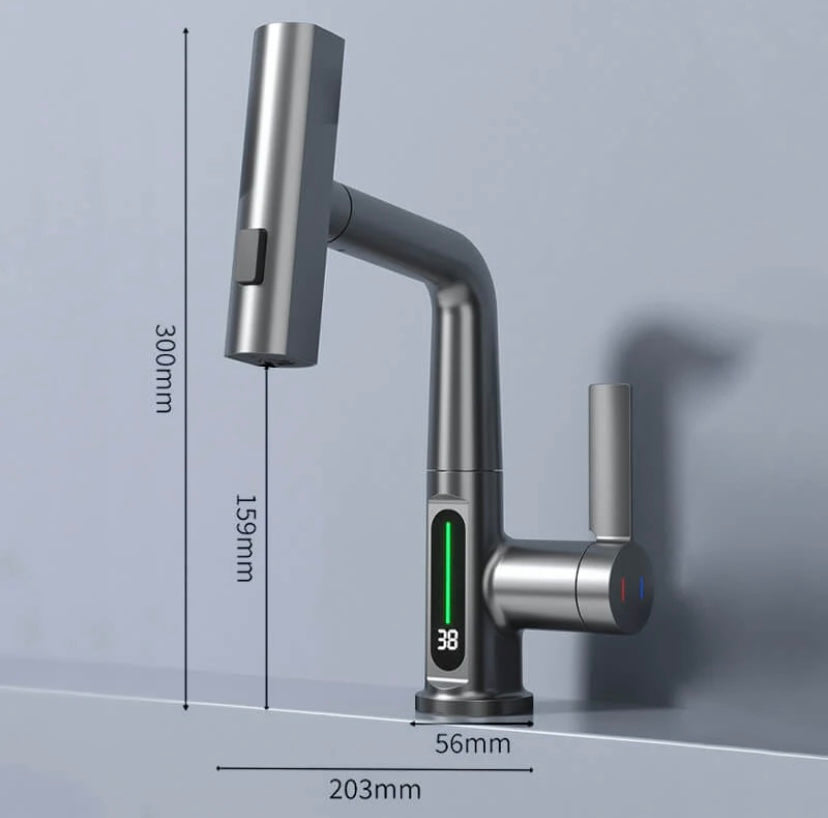 Lumitec – Keukenkraan met LED-temperatuurweergave en uittrekbare sproeikop