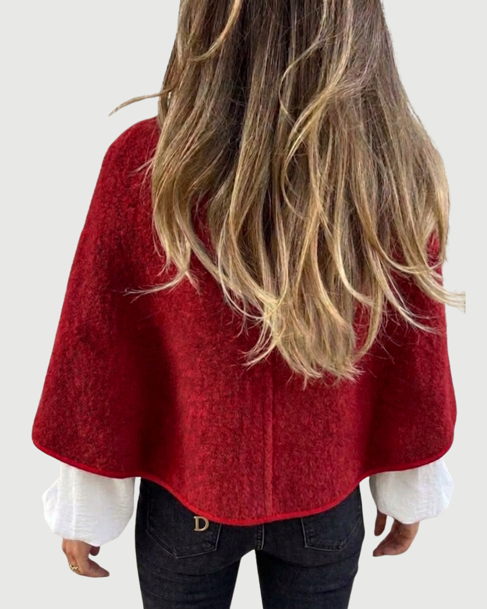 Wool Blend Cropped Round Neck Jacket Women's Knit Outerwear