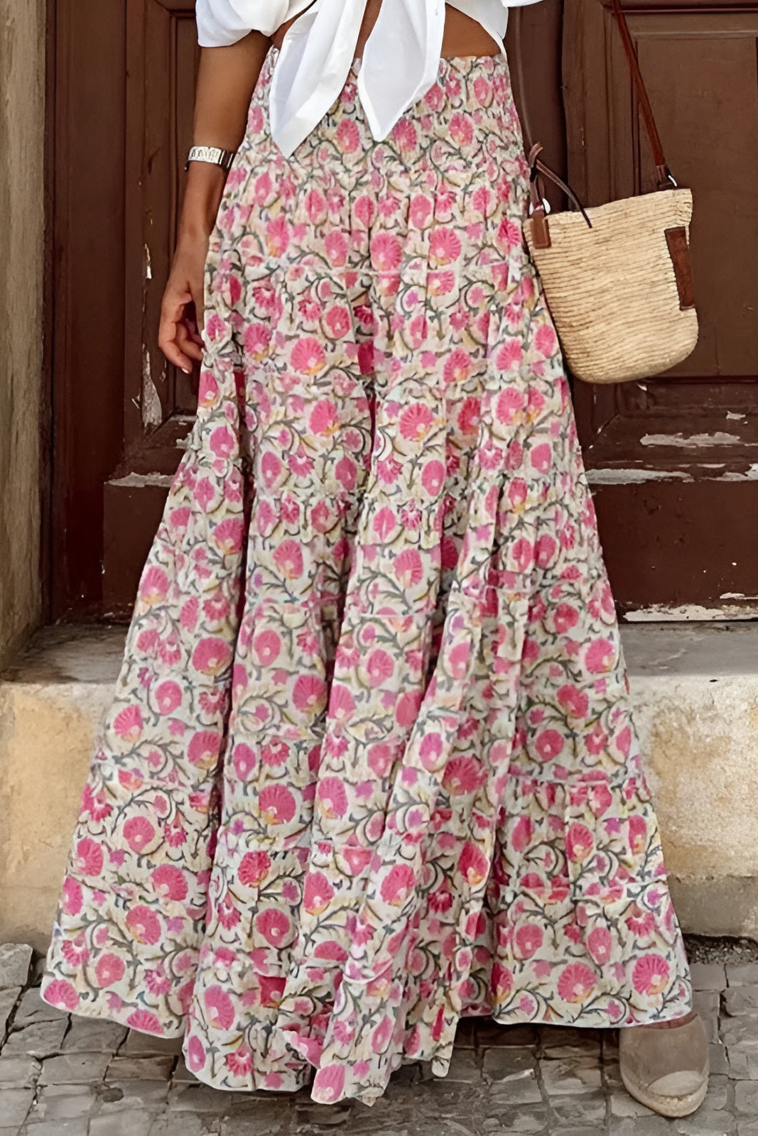 Cara | Smocked Maxi Floral Skirt