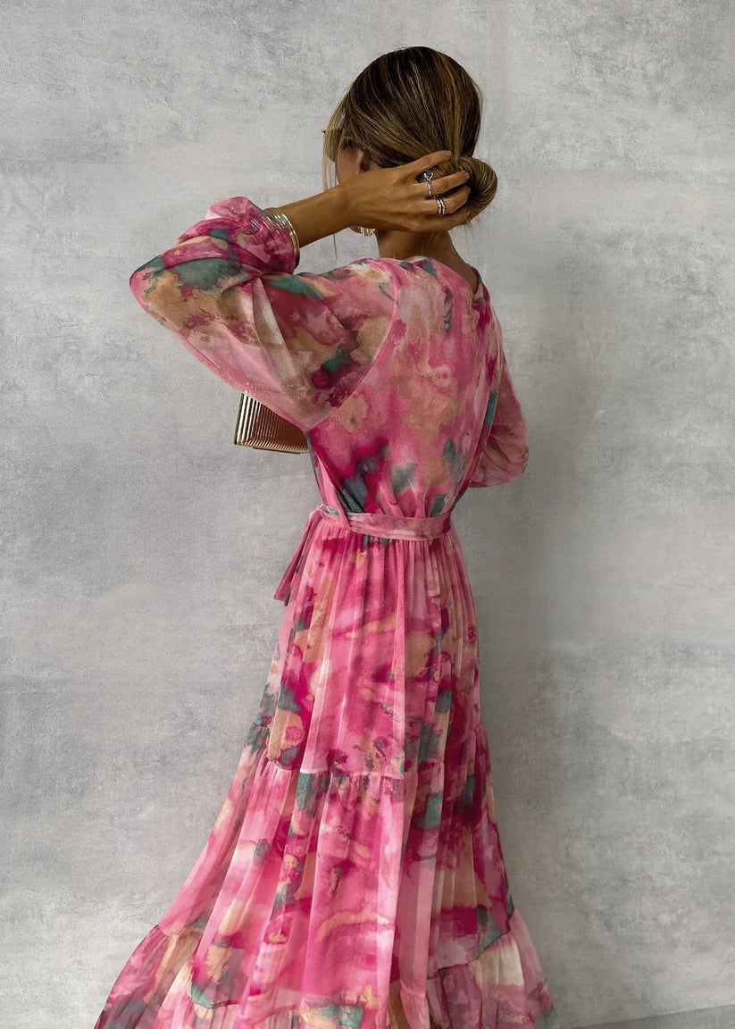 Jenina – Elegantes Wickel Kleid Mit Blumen Muster