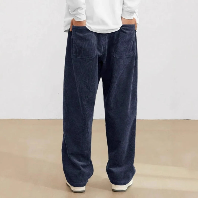 Men’s Wide-Leg Pants with Relaxed Fit and Side Pockets