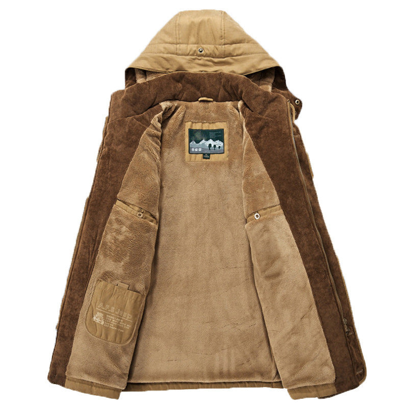 Men's Winter Parka Padded Jacket with Hood and Multiple Pockets