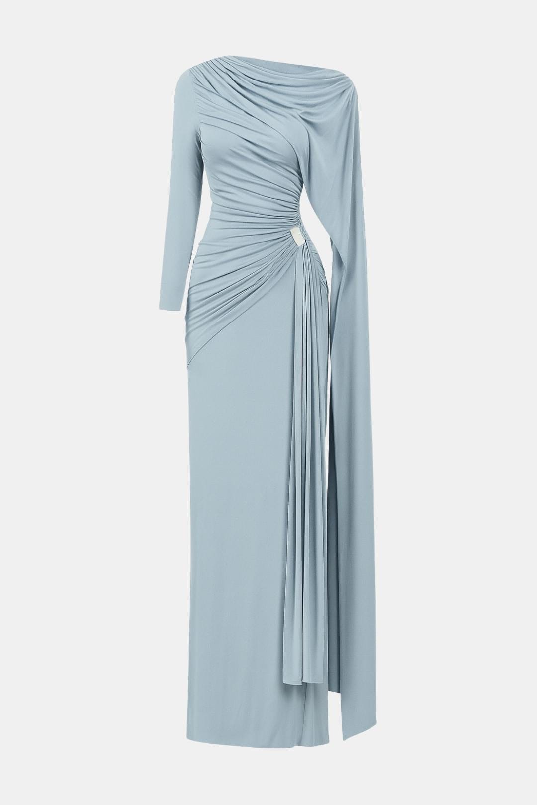 Mira – Draped Cape Ruched Maxi Dress
