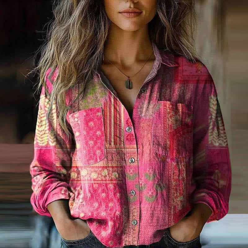Soleil - Vintage Inspireret Bluse med Unikke Motiver