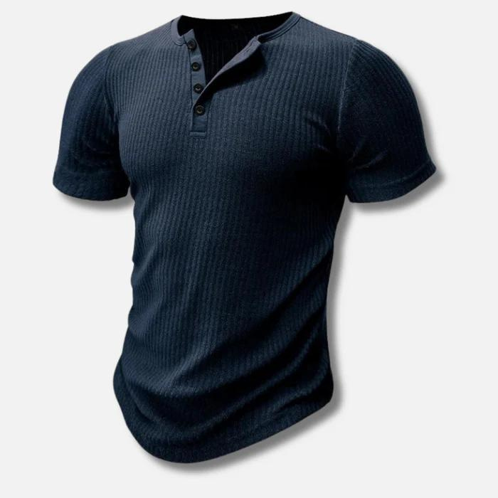 Charles | Ribbed Henley Short Sleeve T-Shirt