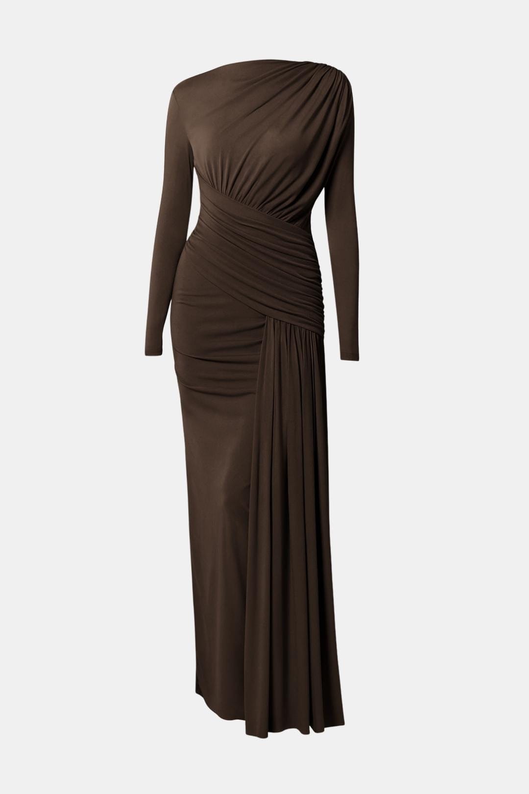 Nalani – Asymmetric Ruched Luxury Maxi Dress