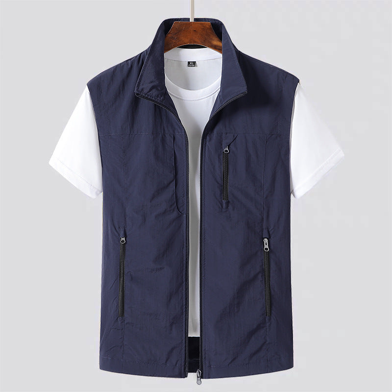Men’s Lightweight Gilet Zip Front Utility Vest Casual Layer