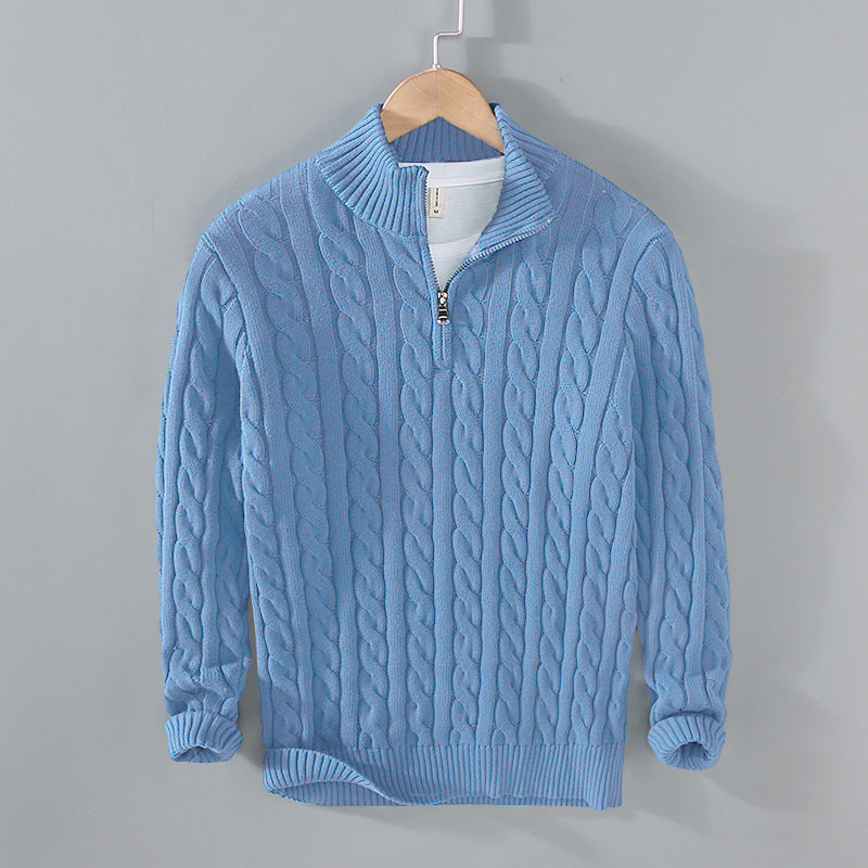Ajax | Men Half-Zip Pullover z Cable Pattern