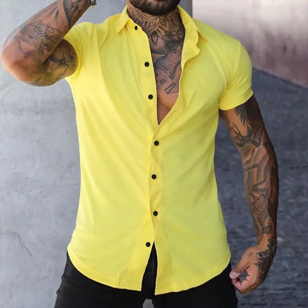 Enzo – Chemise slim fit à manches courtes homme