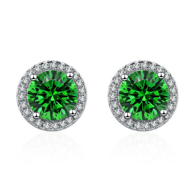 Divifa Lúcia Verdeal Earrings in White Gold-Plated stainless steel