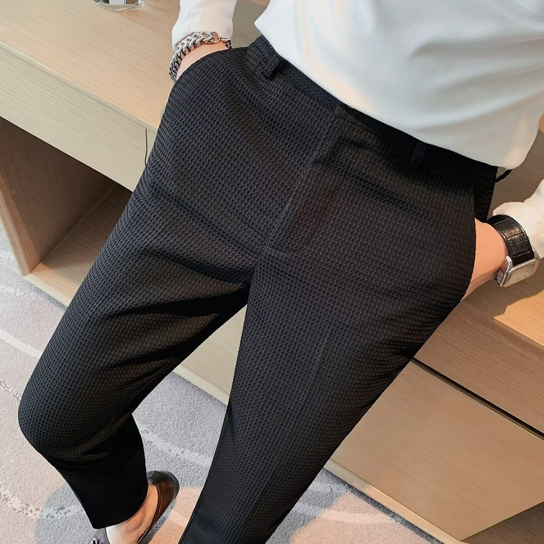 Oliver | Men Textured Slim Fit Dress Trousers