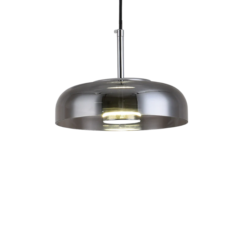 LED Pendelleuchte rund Glas Metall, Moderne Hängelampe