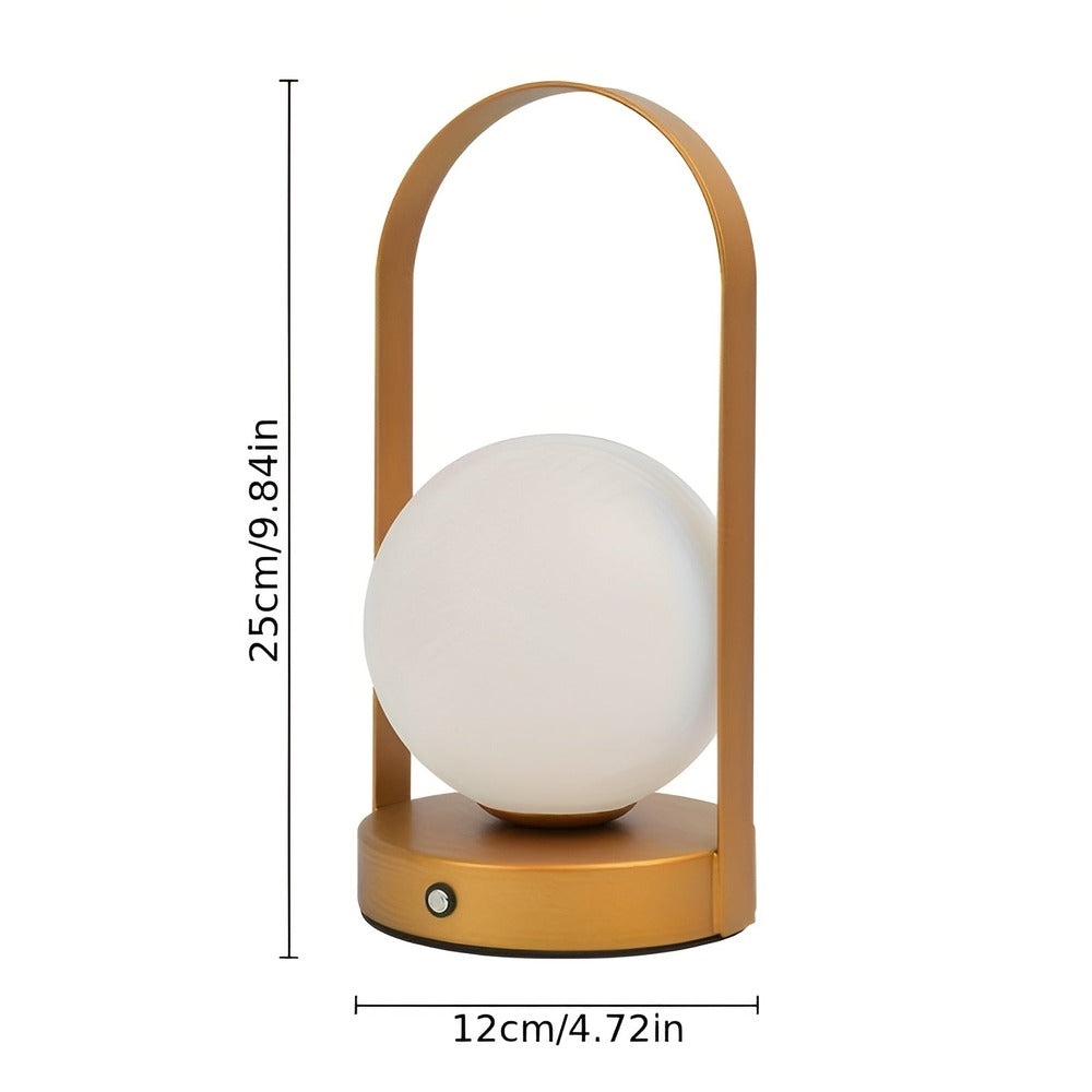 OrbitaLED - Sladdlös Bordslampa med klot - Uppladdningsbar och Rostfri