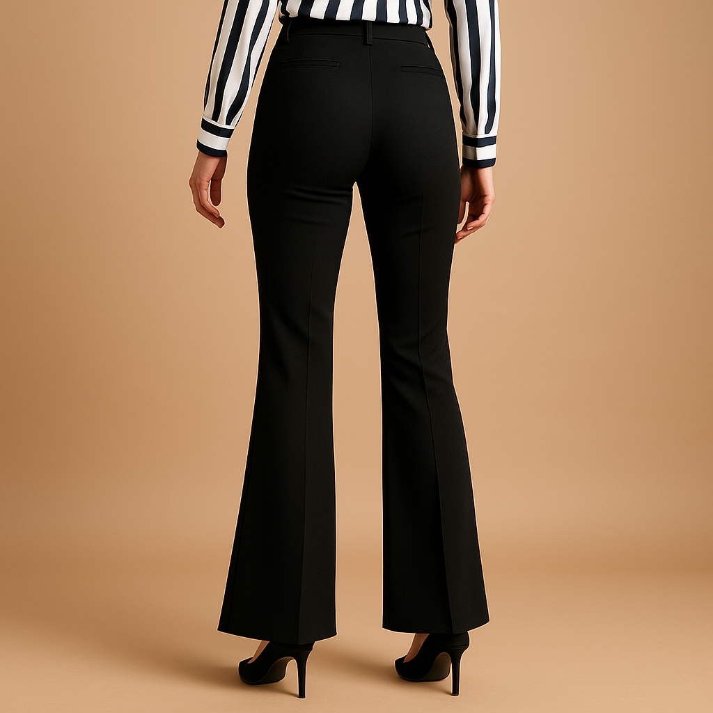 Sarrah - High Waist Cotton Blend Flared Trousers Women