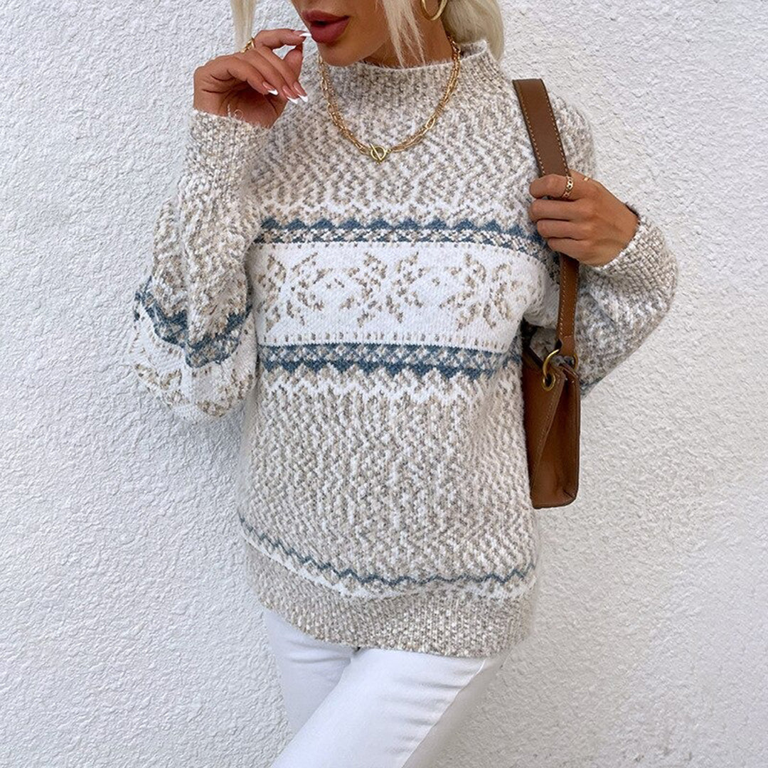 Maëlle – Pull jacquard femme d’hiver à motif flocon