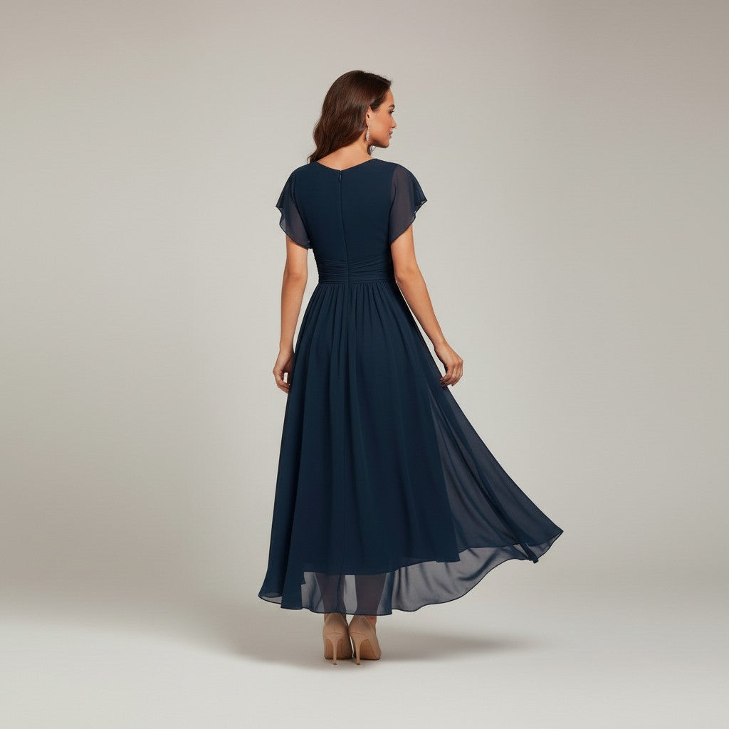 Noelia - Vestido de noche fluido con escote en v