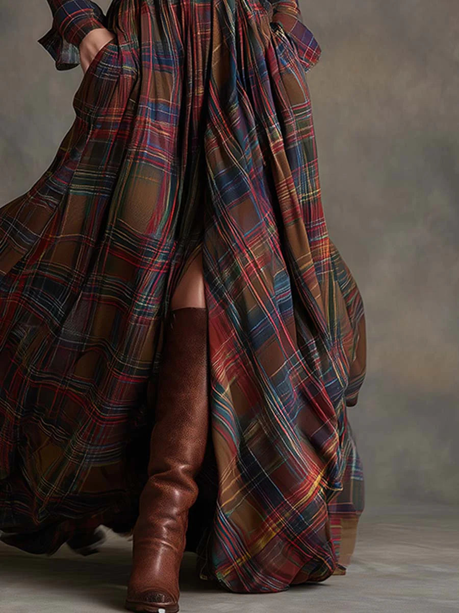 Bella | Maxikleid Kariert mit Gürtel