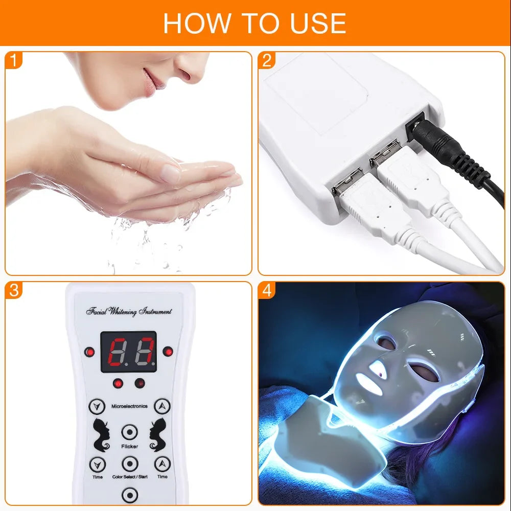 LED Light Therapy Face  Neck Mask