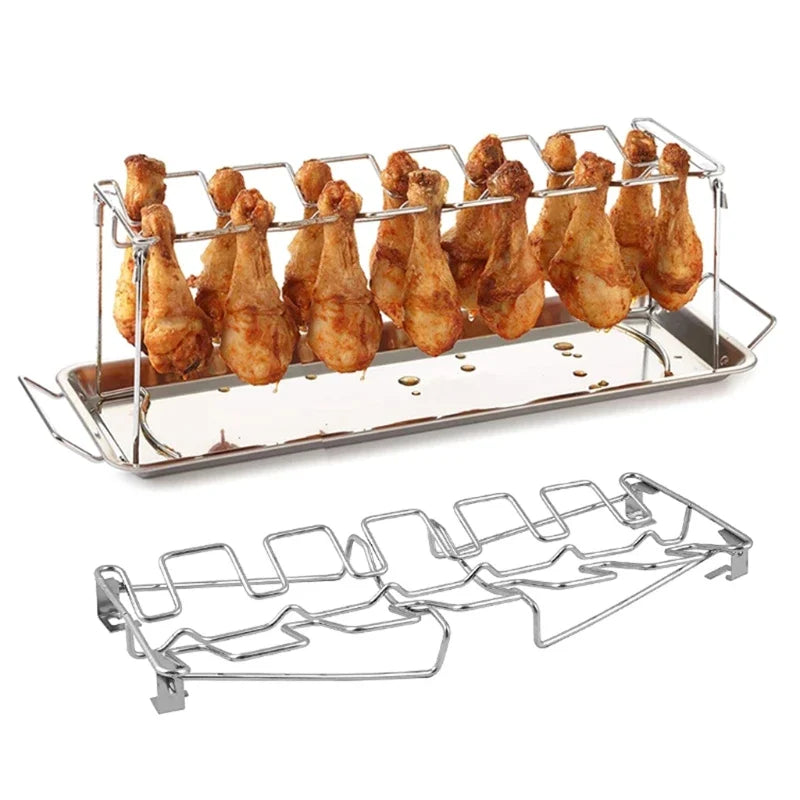 Intelligriller® - Made in the USA: 14 Slot Holder for Grill, Smoker, and Oven - Easy, Efficient, & Fast Chicken Drumstick/Meat Holder