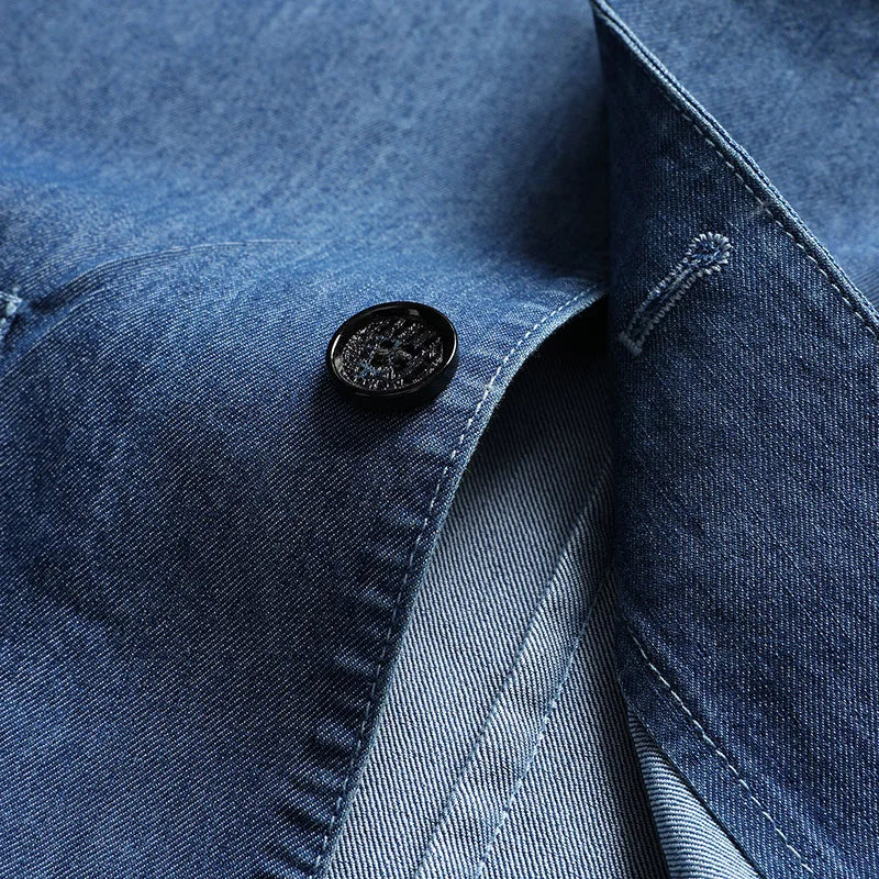 8XL7XL6XL plus size Spring and Summer Men's Thin Cotton Monochrome Suit Loose Denim Casual Suit Jacket Coat(oversized plus size)