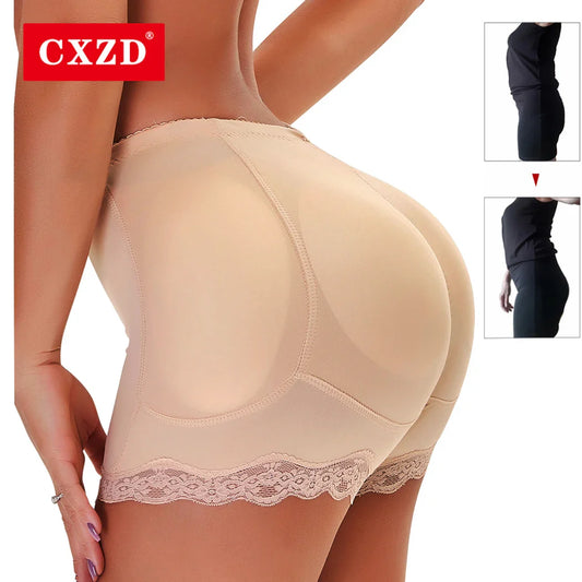 CXZD Butt Lifter Pants Women Fake Buttocks Plump Hips Large Size Body Shaping Panties Lace Fake Ass Pad Boxer Shapewear Shorts