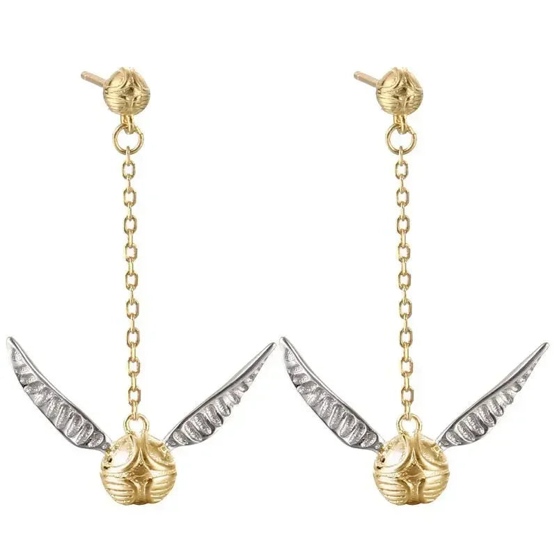 Golden Snitch Earrings - Handcrafted, Polished,  Made with Lightweight Sterling Silver for All-Day Comfort