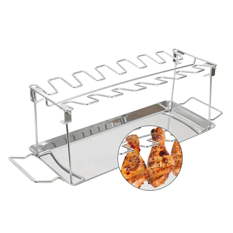 Intelligriller® - Made in the USA: 14 Slot Holder for Grill, Smoker, and Oven - Easy, Efficient, & Fast Chicken Drumstick/Meat Holder